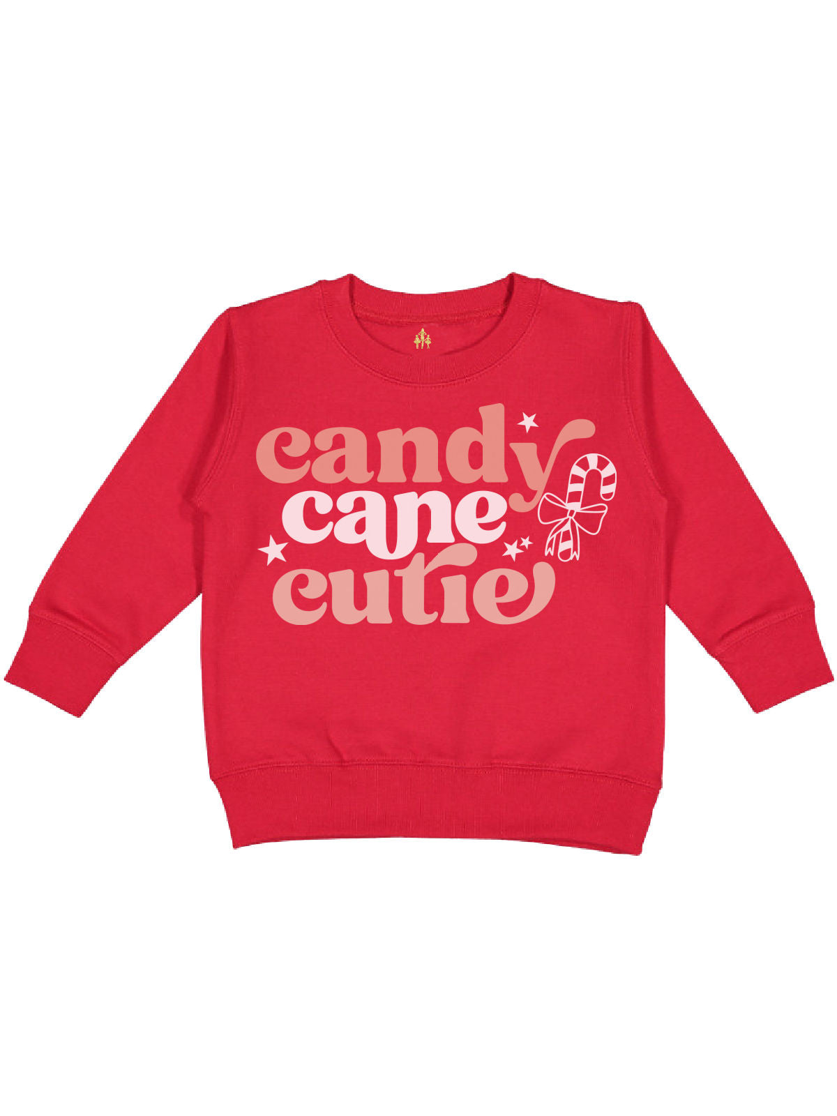 Matching Red Family Sweatshirts Kids says Candy Cane Cutie and Adults has a Candy Cane heart design