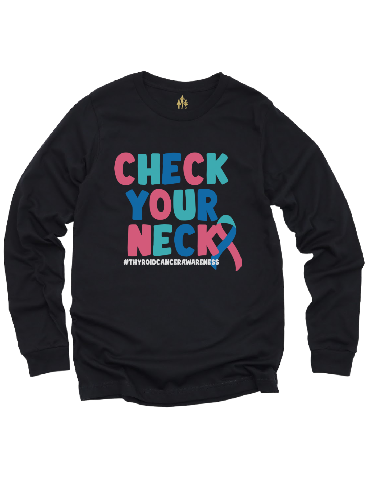 Check Your Neck Thyroid Cancer Awareness Shirt Black, Long Sleeve