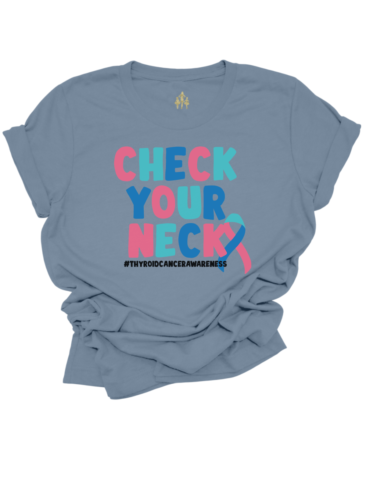 Check Your Neck Thyroid Cancer Awareness Shirt in Blue