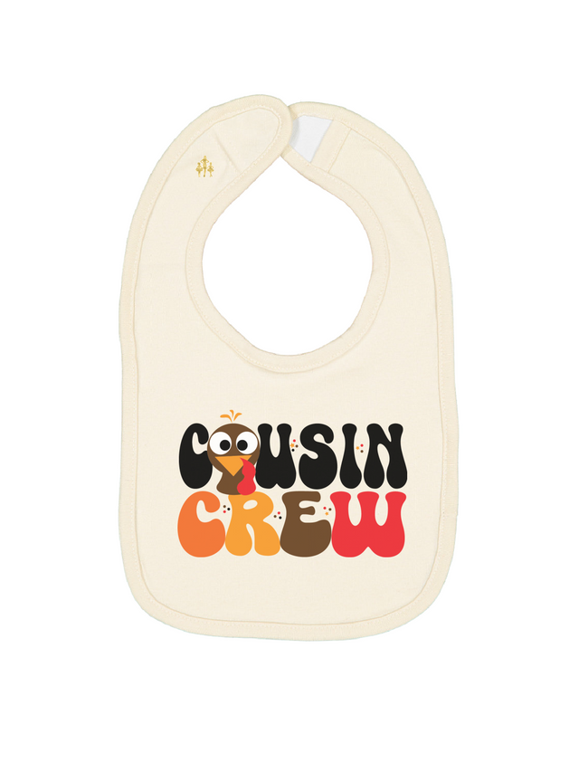 Natural Cousin Crew Infant Bib with Turkey Face