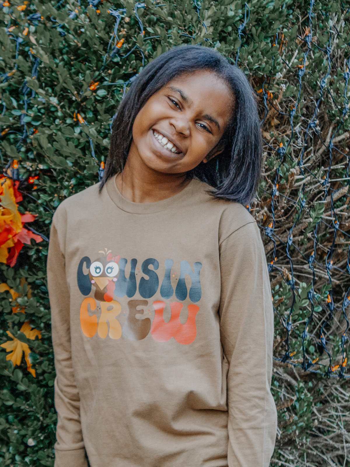 Cousin Crew Turkey Face Girls Shirt in Long Sleeve