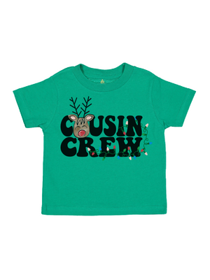 Kids Cousin Crew Reindeer Shirt Green Long Sleeve