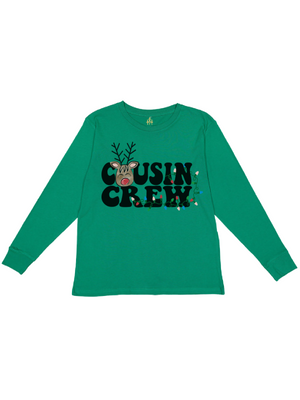 Cousin Crew Reindeer Shirt in Green Long Sleeve