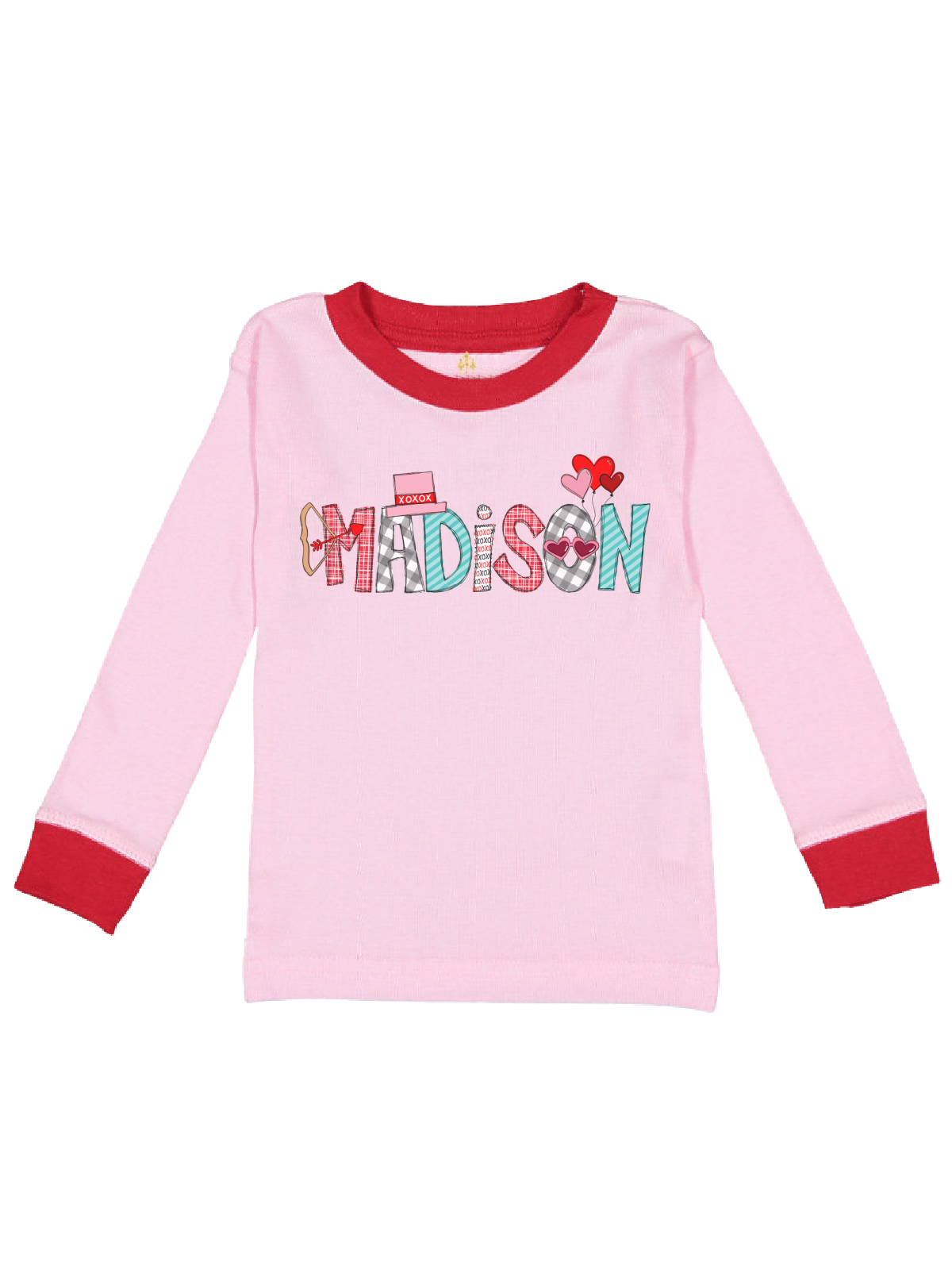 Personalized Girls Valentine's Day Pajama Top