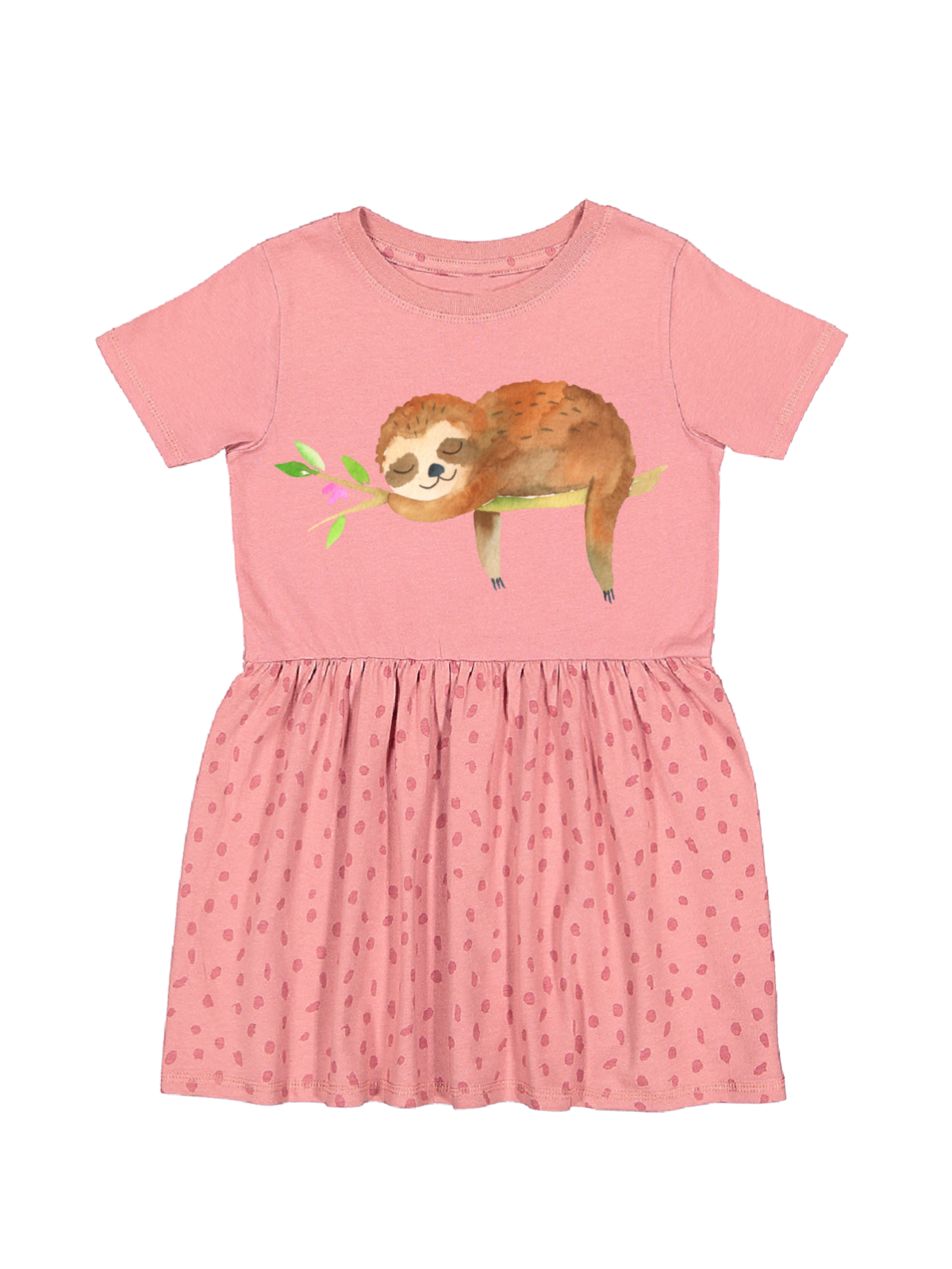 Girls Sloth Dress Black Pink