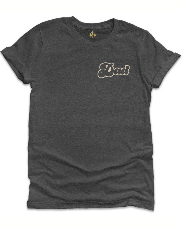 Retro gray Dad t-shirt with beige script