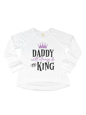 Daddy Will Always Be My King Purple and Black Long Sleeve Girls Shirt
