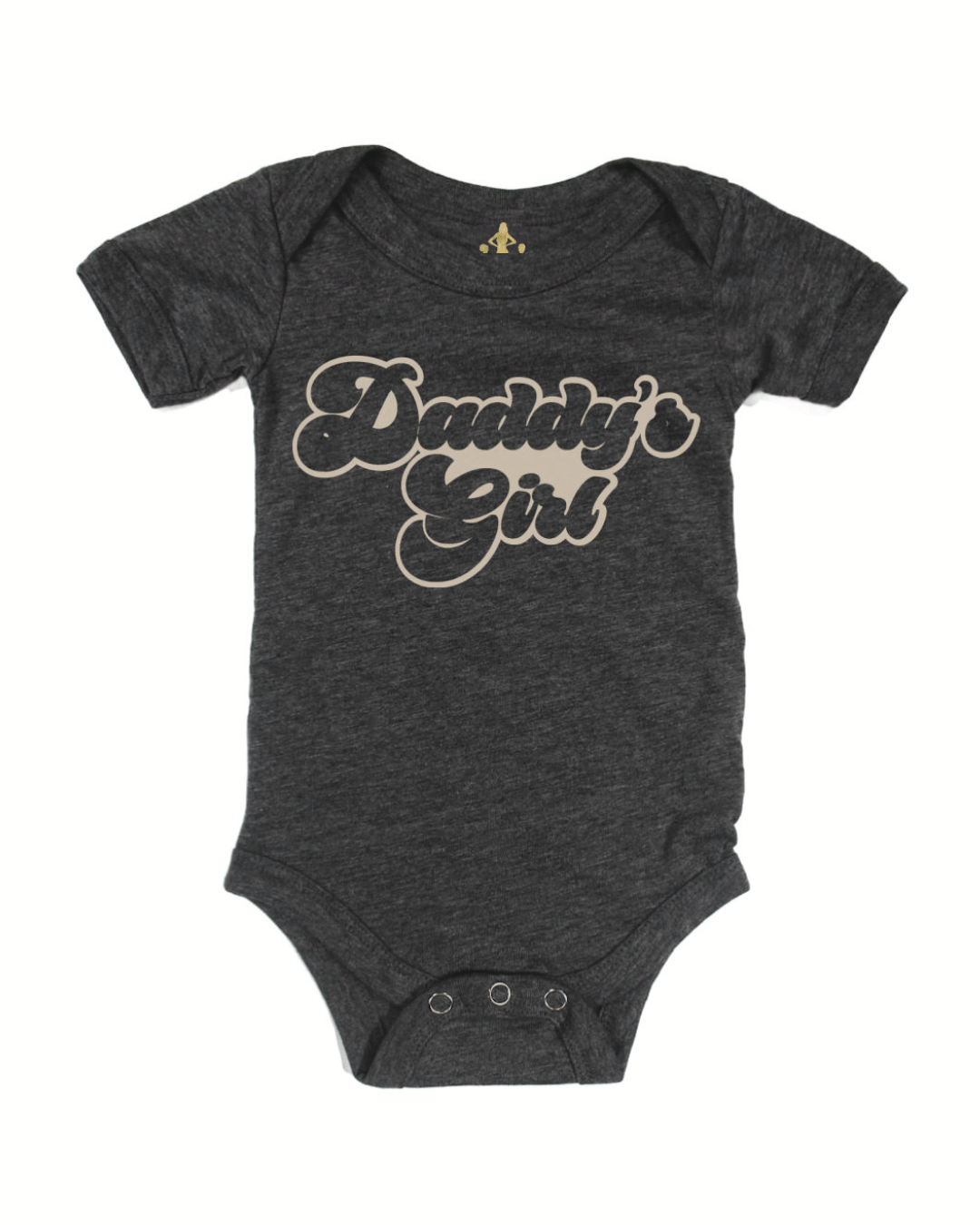 Daddy’s Girl infant bodysuit in dark heather gray with retro lettering