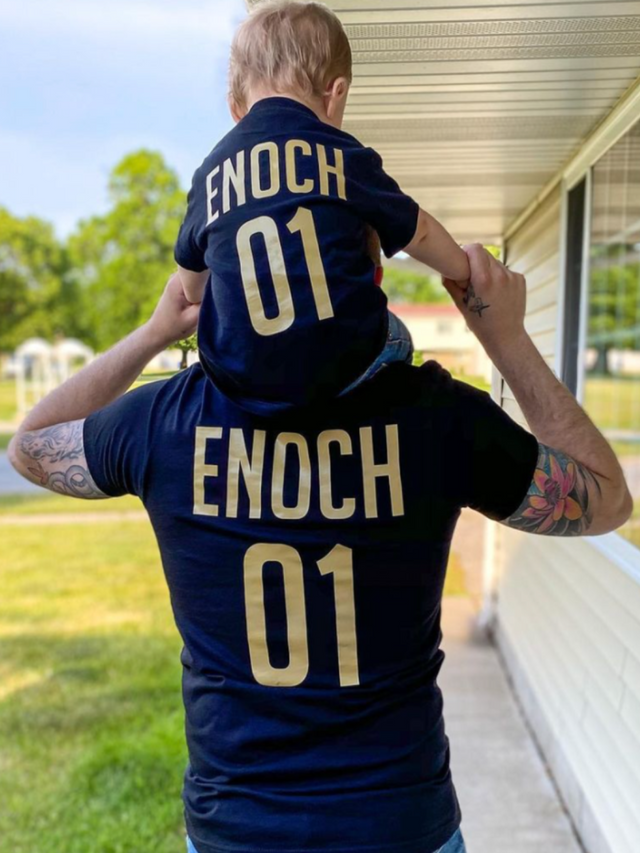 Daddy and Me Matching Jersey Shirts in Black and Gold