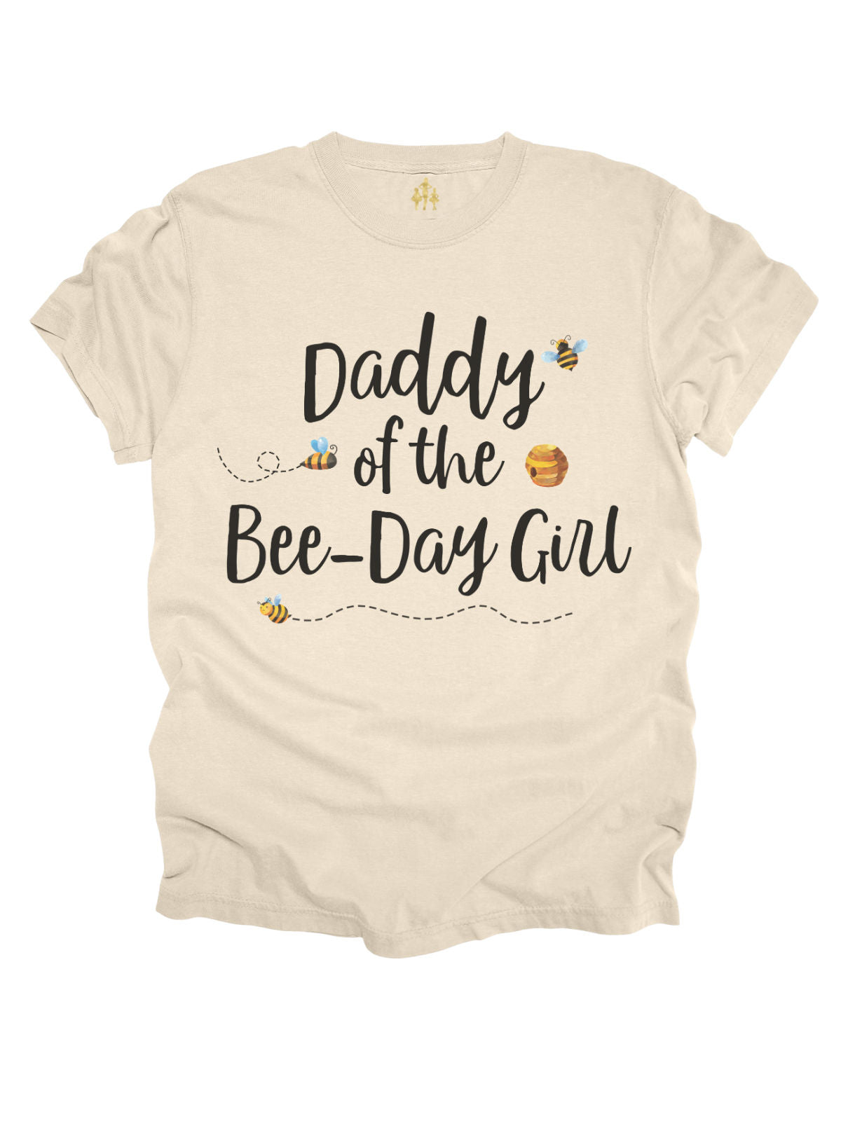 Daddy of the Bee-Day Girl Bumble Bee Birthday Shirt in Cream