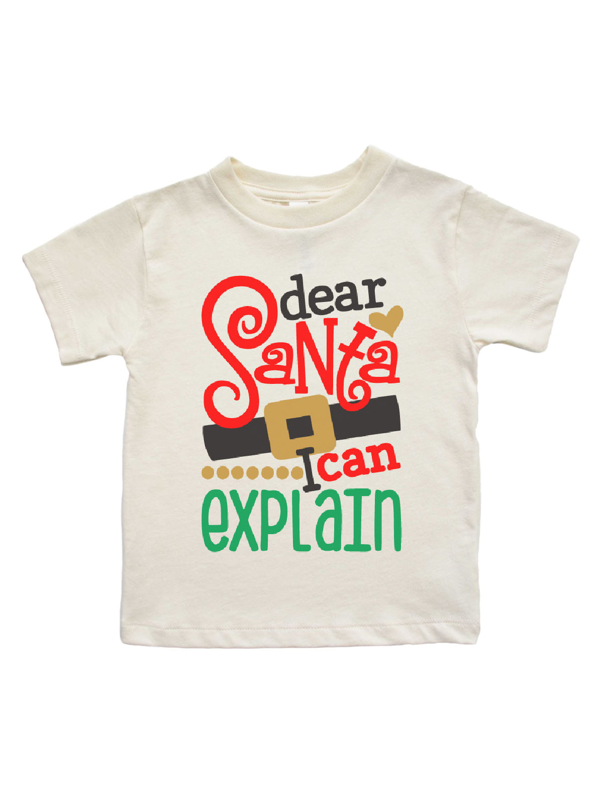 Short sleeve Dear Santa I Can Explain Kids Christmas Shirt in Natural