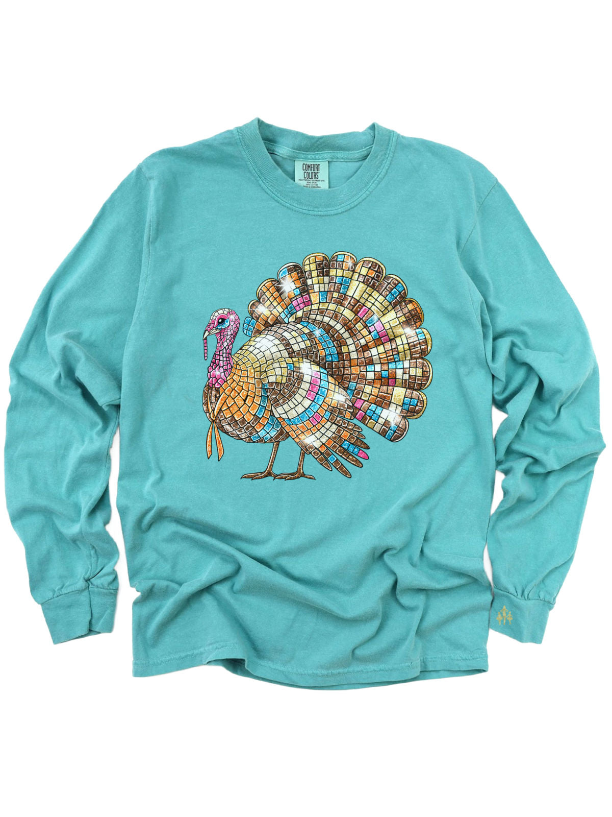 Long sleeve disco ball turkey Women's Thanksgiving shirt