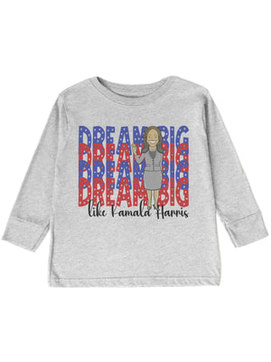 long sleeve dream big kids Kamala Harris heather gray t shirt