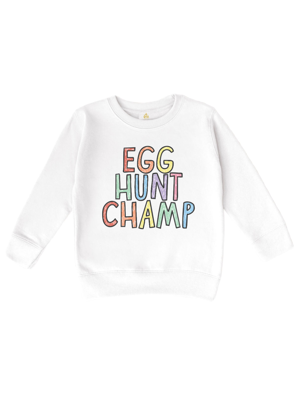 Egg Hunt Champ Kids Easter Sweatshirt – White – Front View