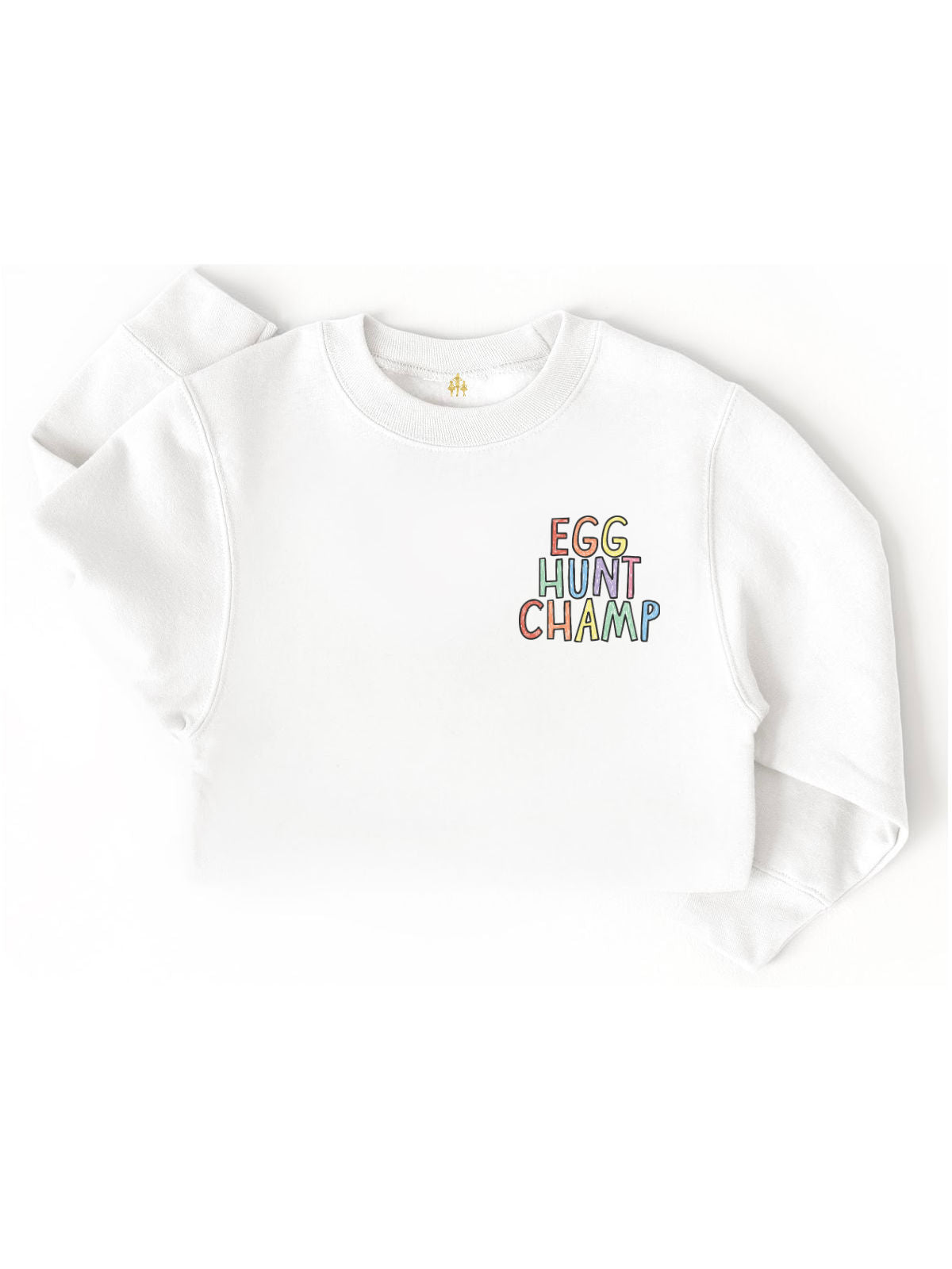 Egg Hunt Champ Kids Easter Sweatshirt – White – Front View