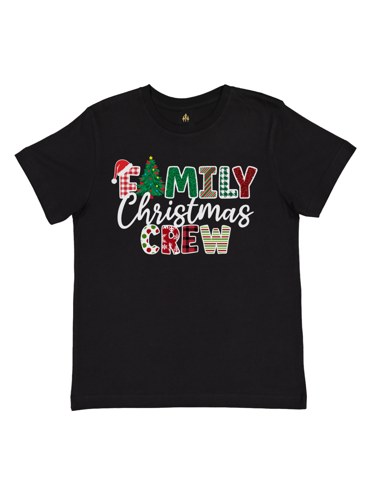Kids Family Christmas Crew Shirt in Black