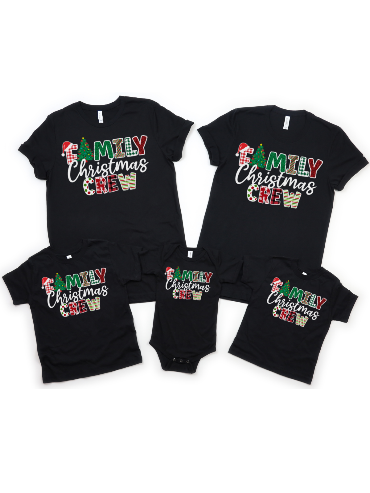 Family Christmas Crew Matching Holiday Shirts in Black
