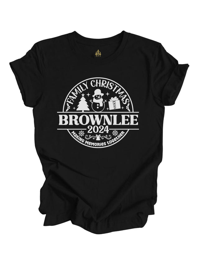 Family Christmas Last Name Adult Black Shirt