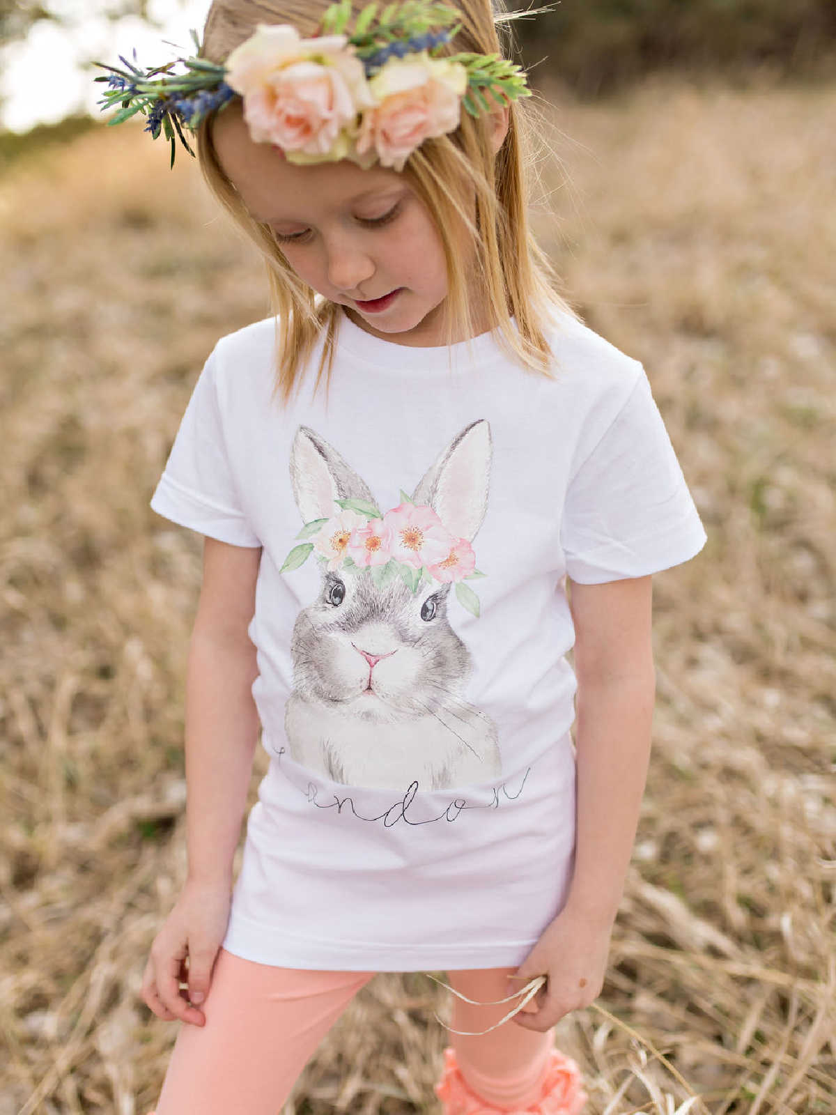 Floral Bunny Girls Easter Shirt