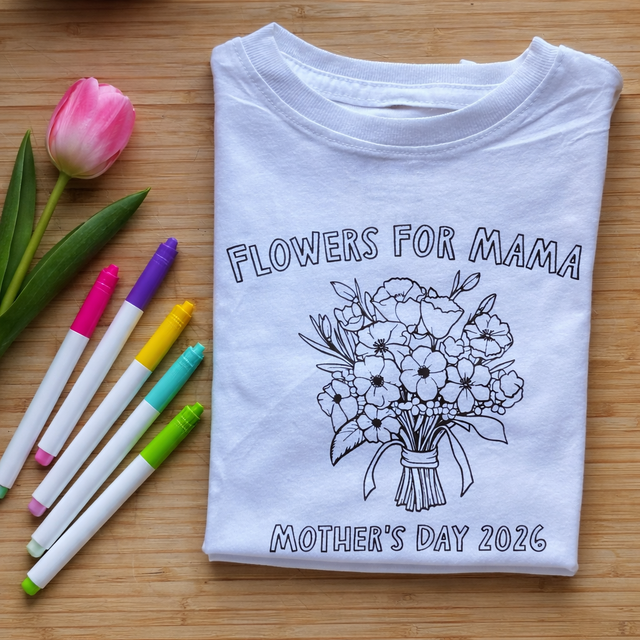 color me mothers day shirt kids activity gift for mom diy coloring shirt flowers design