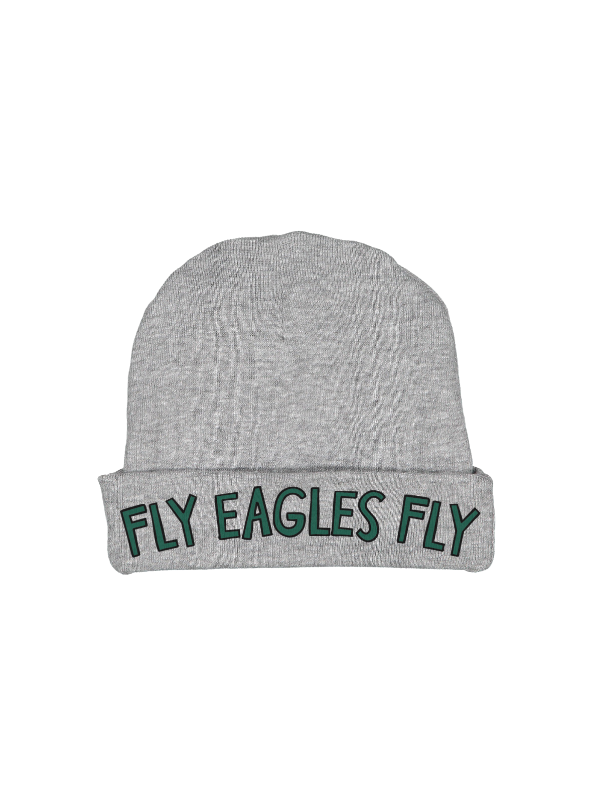 Infant heather gray beanie that reads Fly Eagles Fly