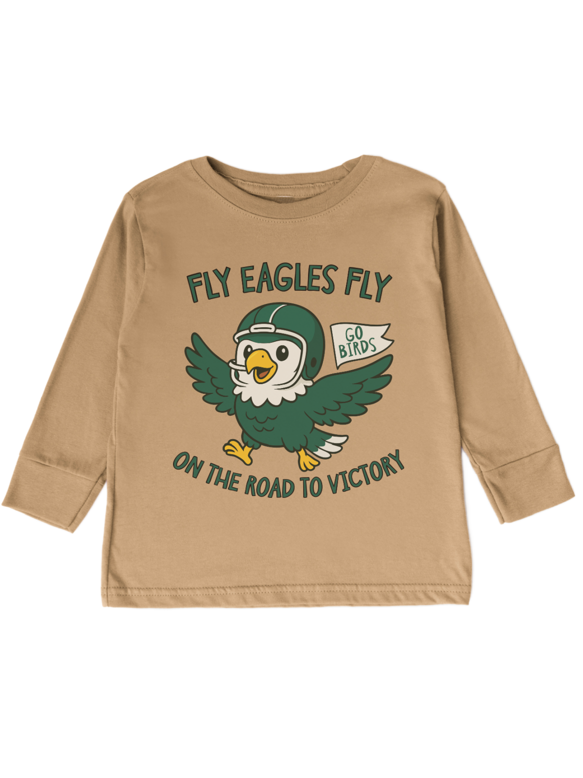 Kids green Fly Eagles Fly long sleeve shirt with cartoon bird