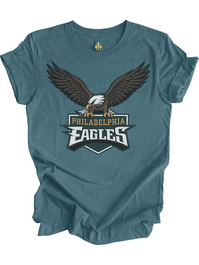 Deep Teal Eagles Fly graphic fan shirt