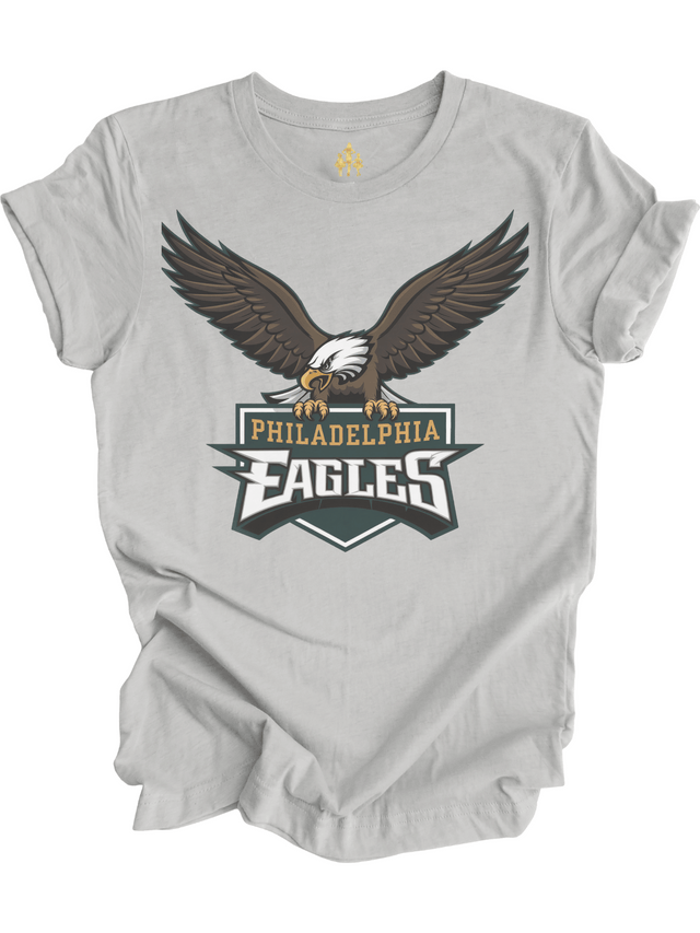 Philadelphia Eagles Fly Logo Adult T-Shirt in Heather Silver