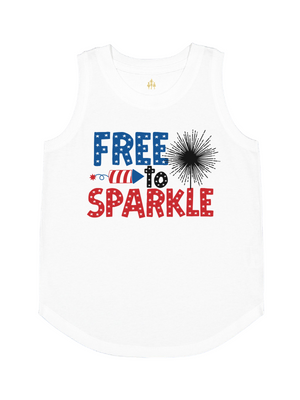 Free to Sparkle Kids Tank in White