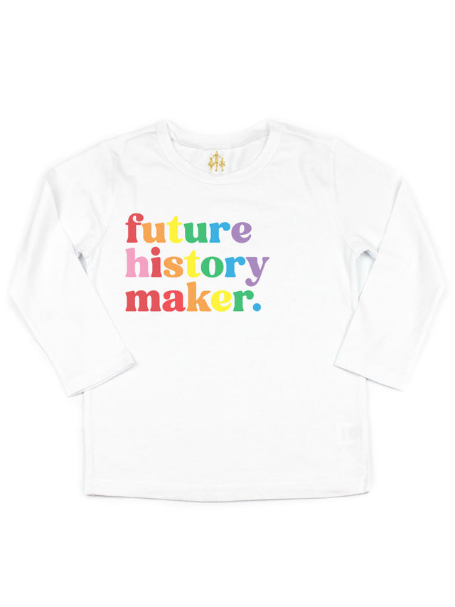 Future History Maker children's long sleeve white tee for Women's History Month