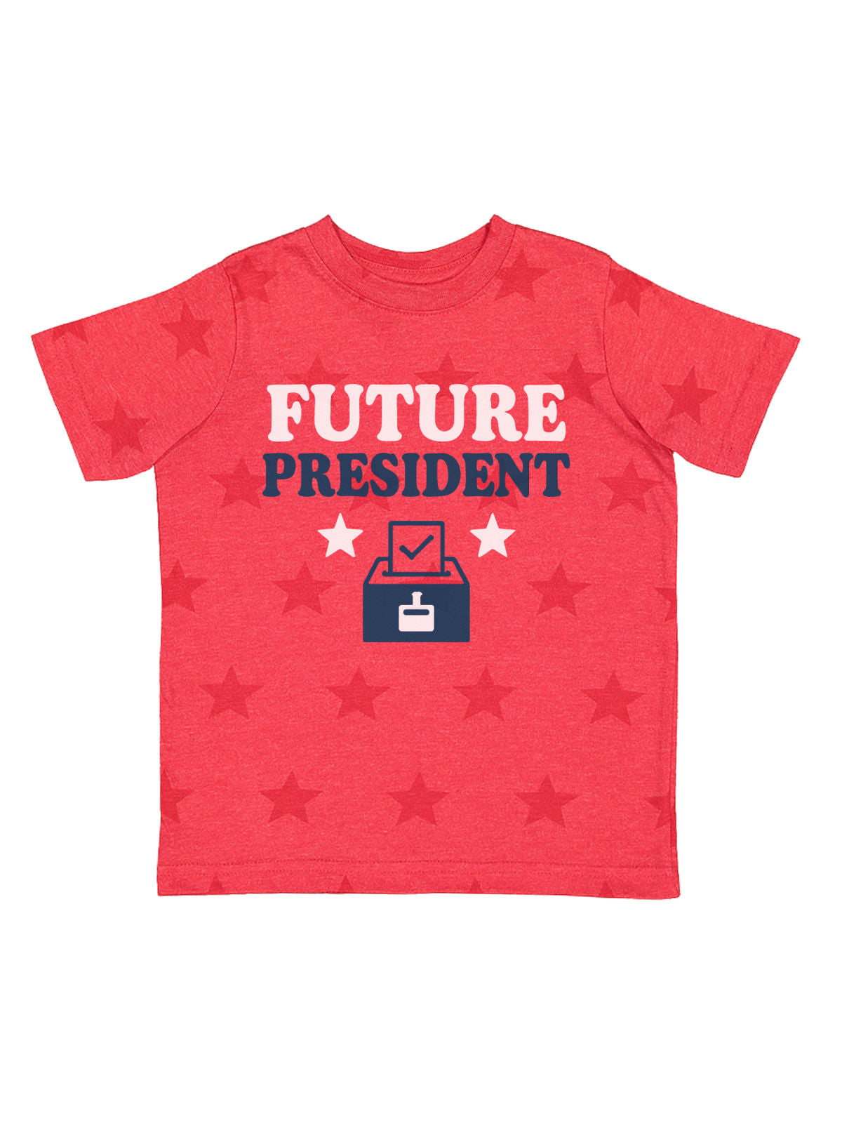 Future President kids red star print shirt with ballot box graphic by Mackenzie Madison of Philadelphia