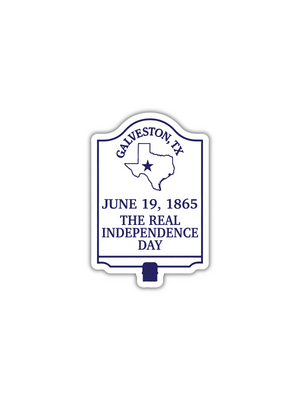 Juneteenth Texas history sticker featuring Galveston, TX and June 19, 1865 text