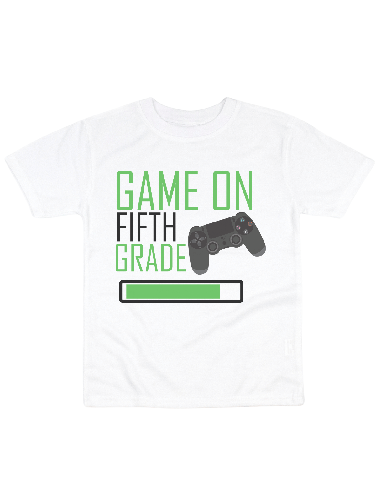 Game On Fifth Grade Shirt in White – Gaming Themed Back to School Shirt
