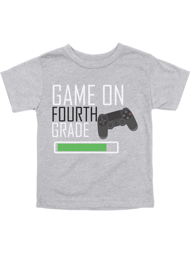 Game On Fourth Grade Shirt in Heather Gray – Gamer Back to School Tee