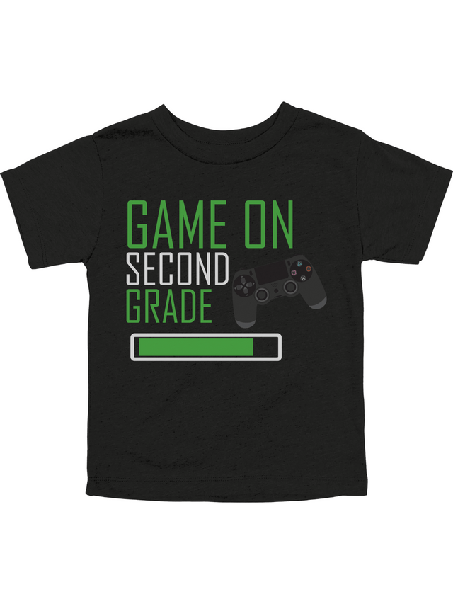 Game On Second Grade Shirt in Black – Video Game Inspired Kids Tee