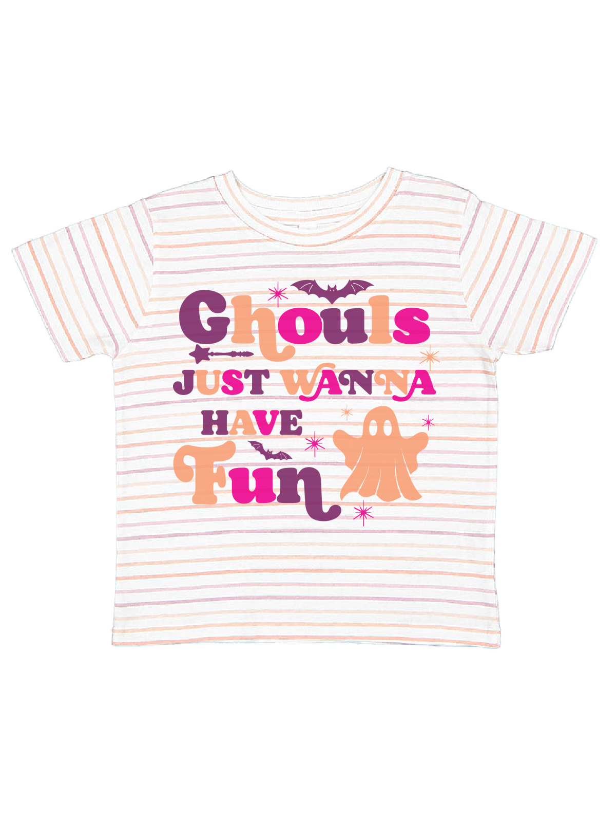 Ghouls Just Wanna Have Fun Girls Halloween Shirt in Stripes