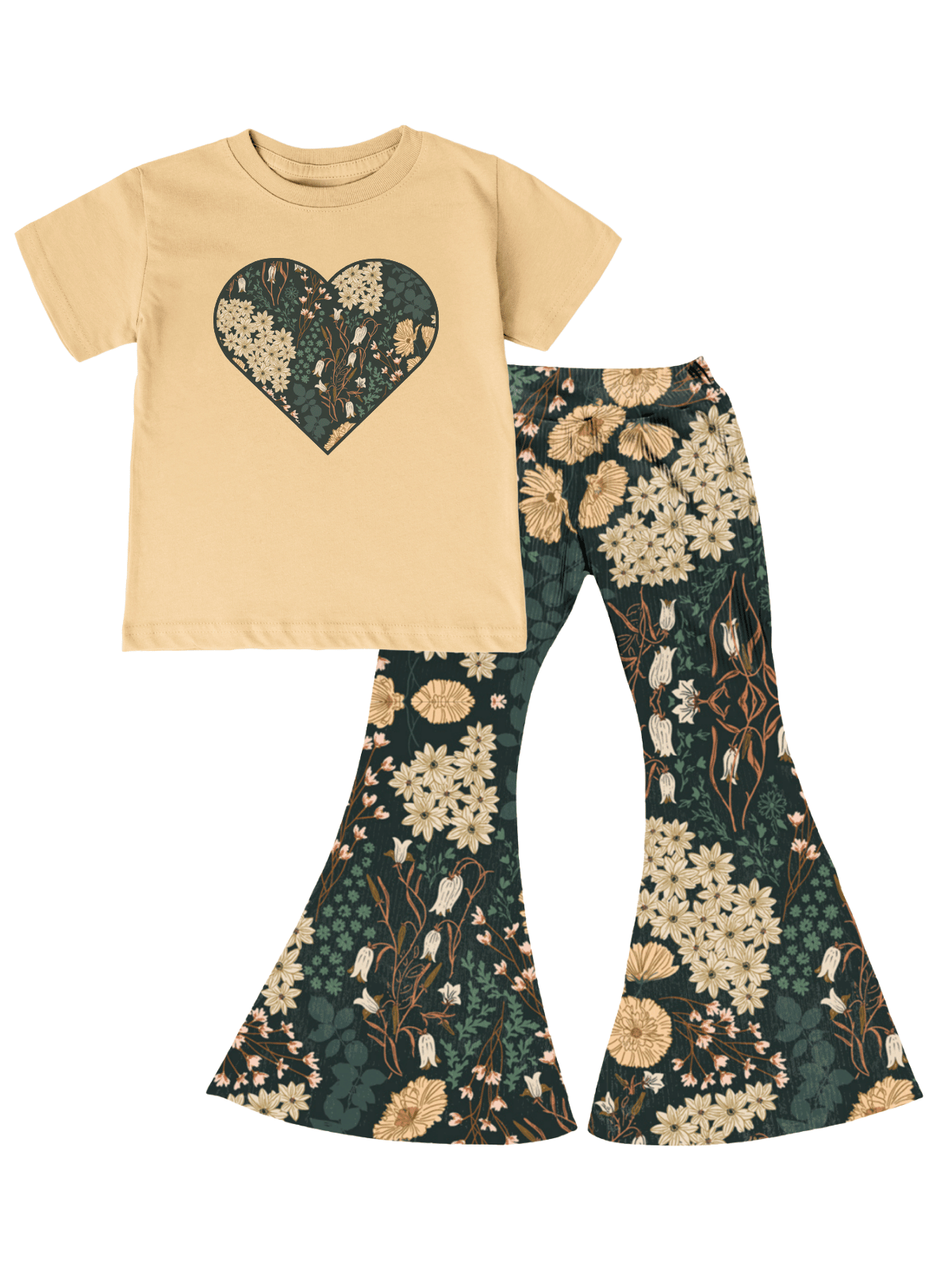 Girls Fall Outfit Bell Bottoms and Shirt