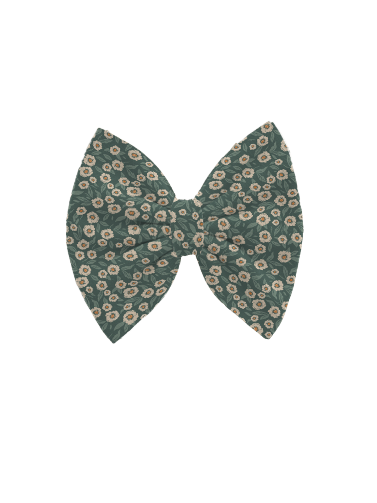 Girls Fall Hair Bow in Deep Green Floral Print