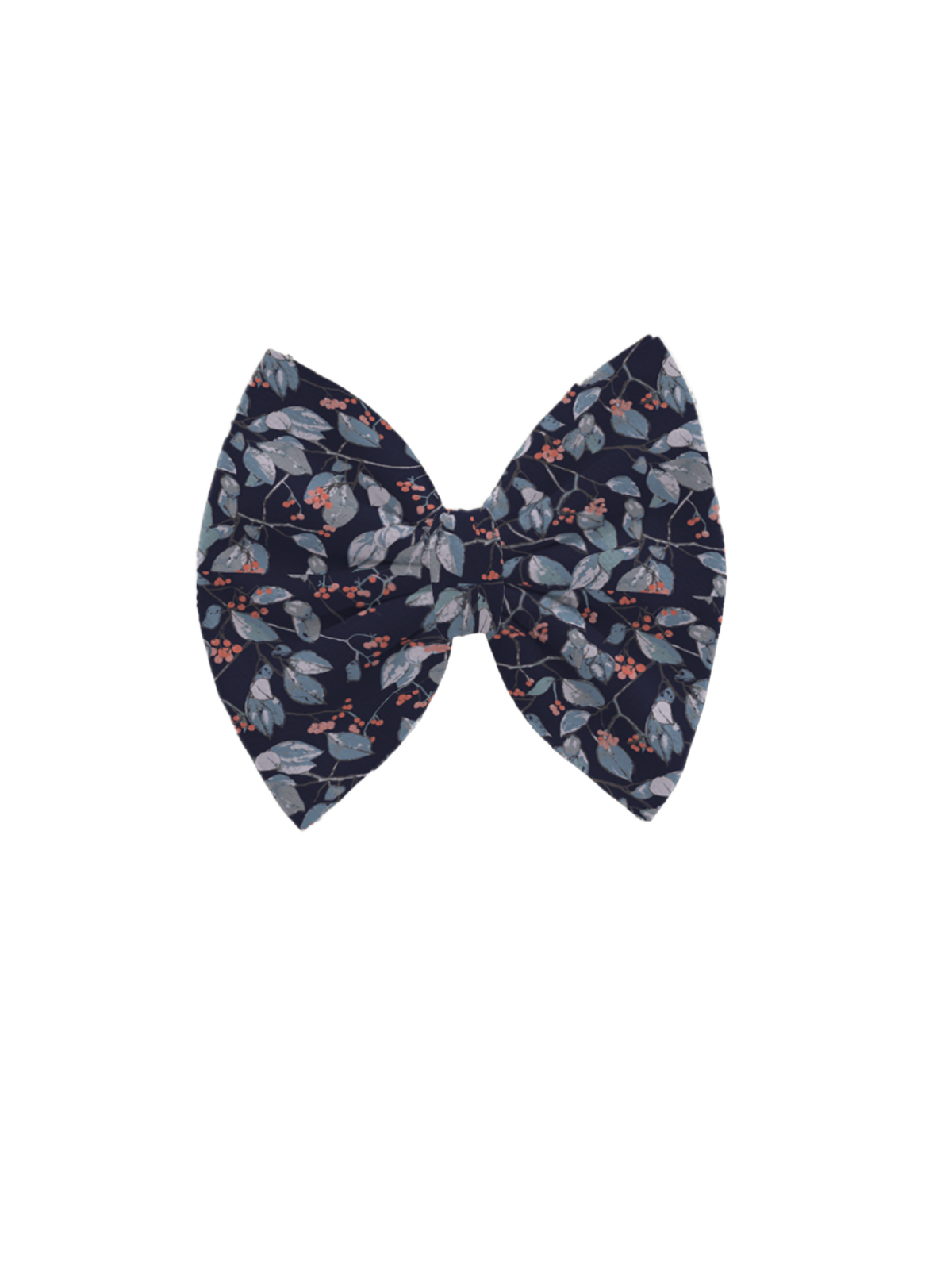 Girls Fall Hair Bow in Deep Navy Floral Print