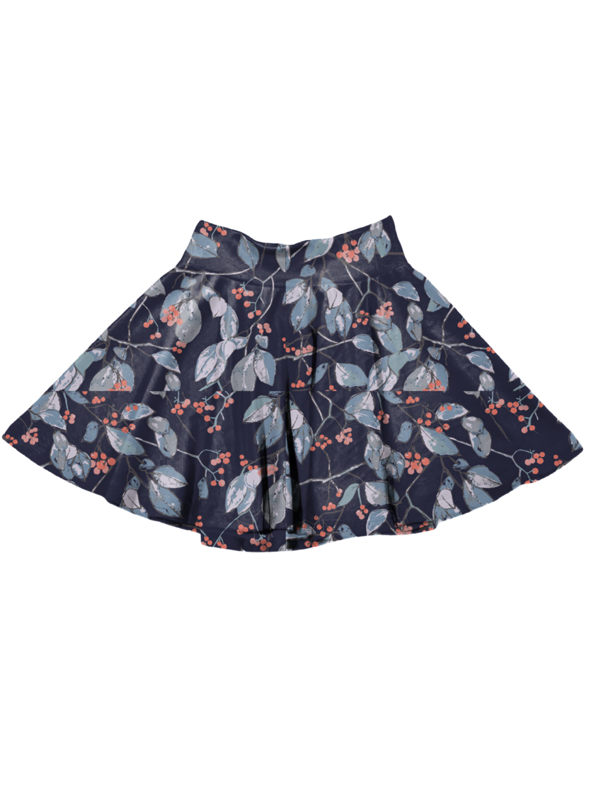 Girls Fall Skirt in Deep Blue Floral Print