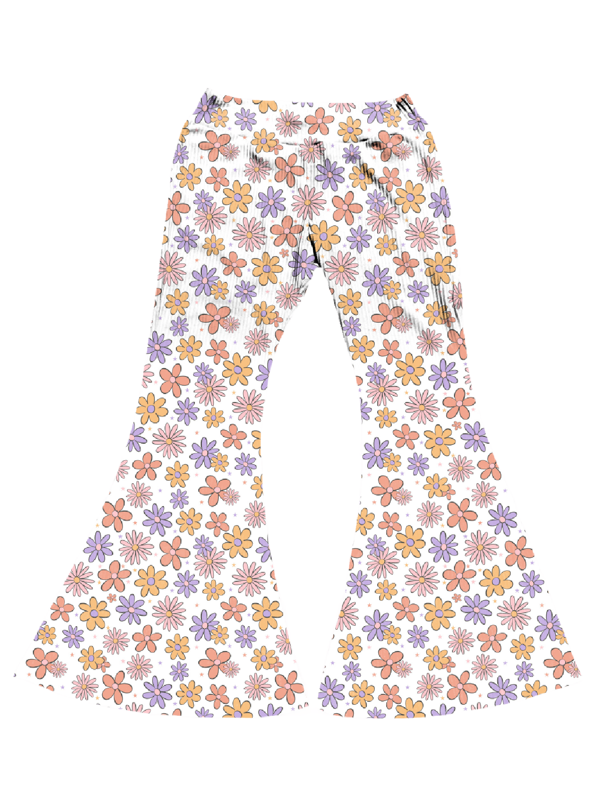 Girls Bell Bottoms in Retro Flowers