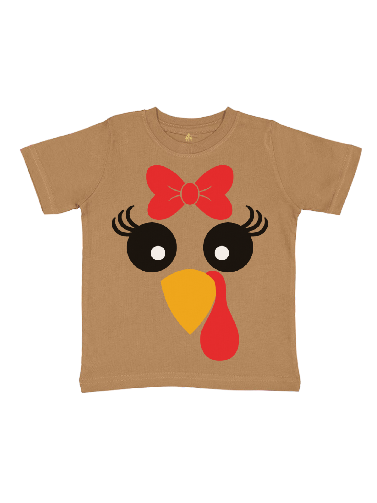 Short Sleeve Girly Turkey Face Thanksgiving Kids Shirt