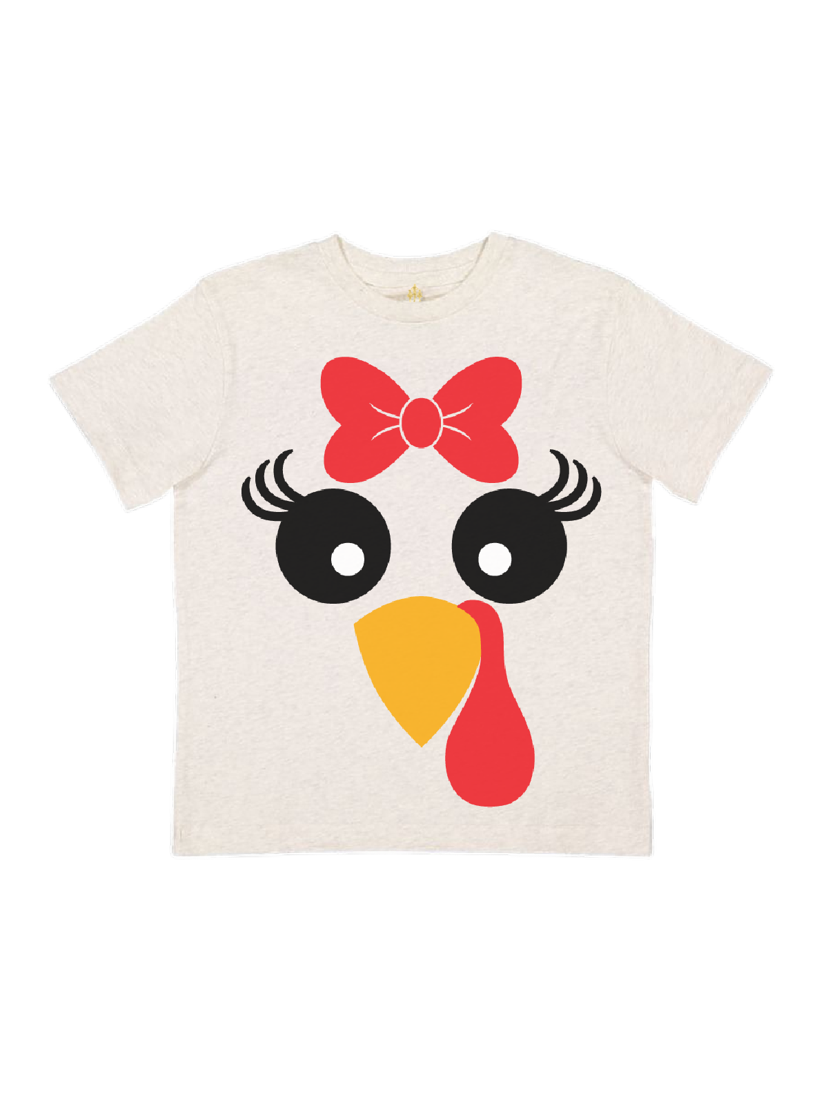 Girly Turkey Face Kids Short Sleeve Thanksgiving Shirt