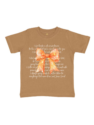 Give thanks in all girls Thanksgiving shirt, brown short sleeve