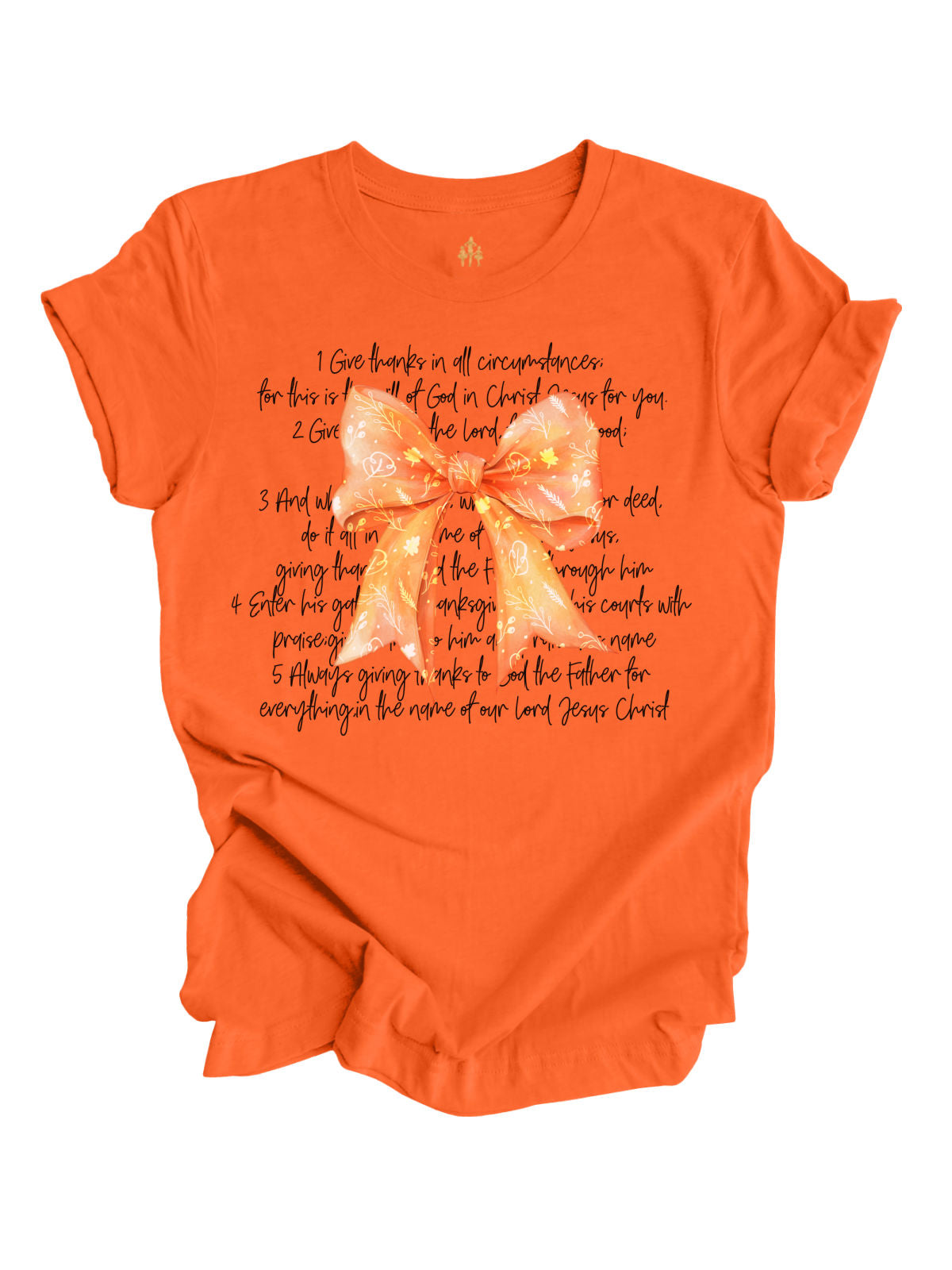 Give Thanks in All Women's Thanksgiving Shirt in Orange