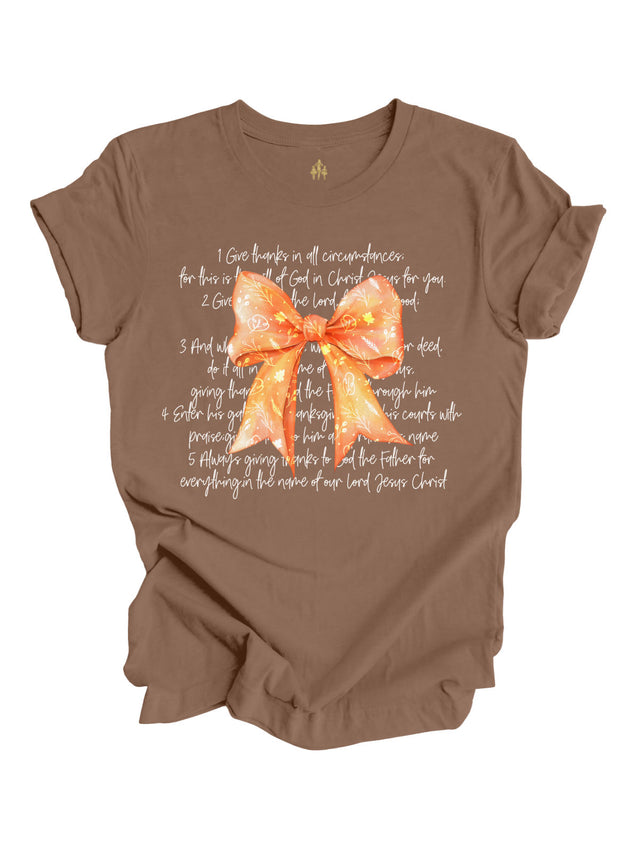 Give Thanks in All Women's Thanksgiving Shirt in Brown