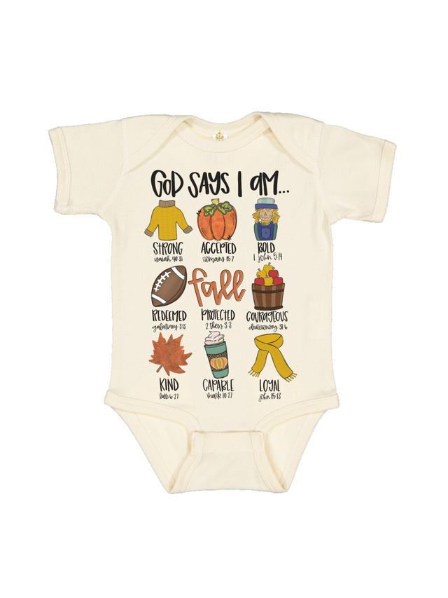 God Says I Am Thanksgiving Baby Bodysuit Short Sleeve