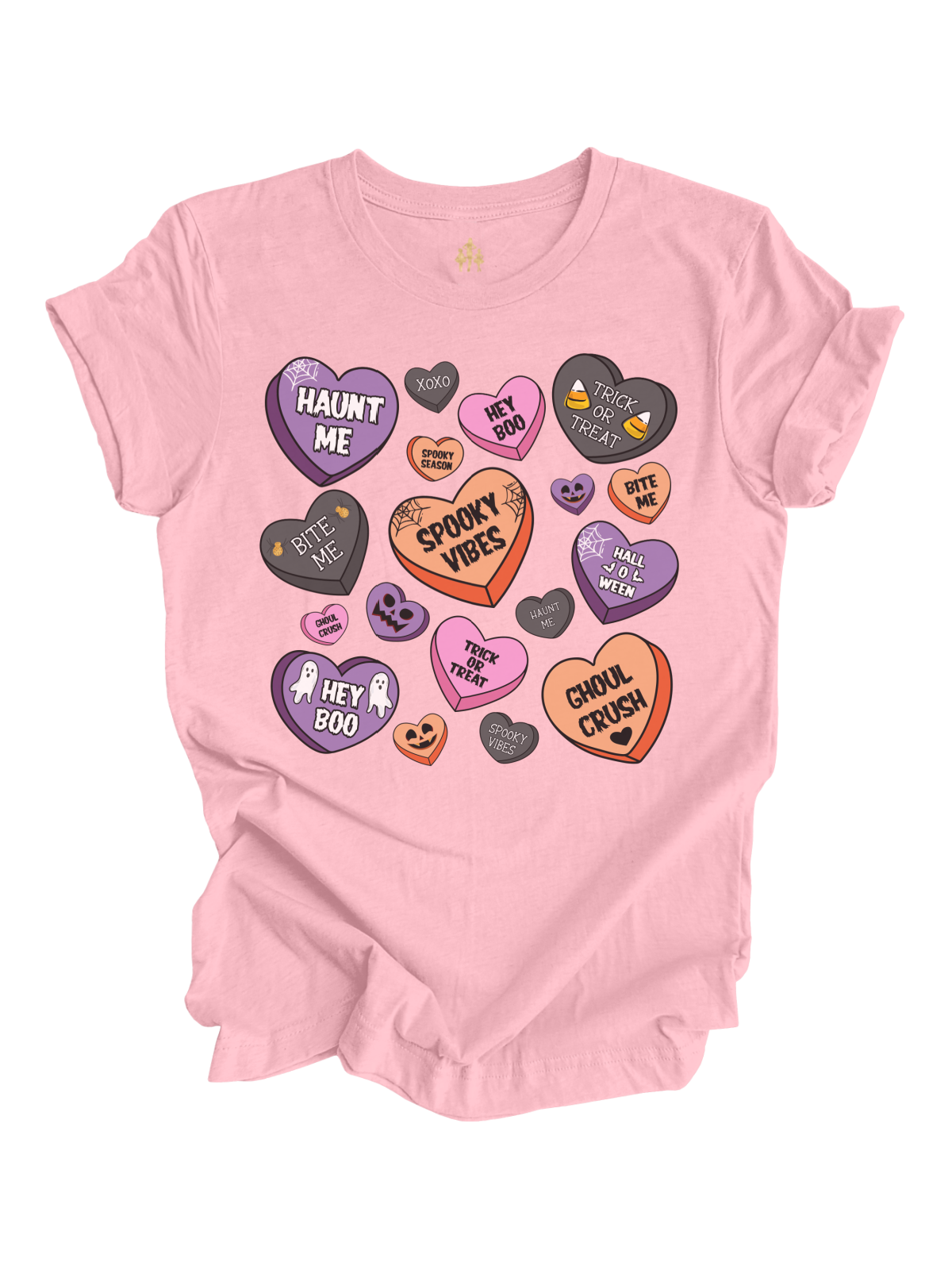 Halloween Candy Hearts Women's Shirt in Pink