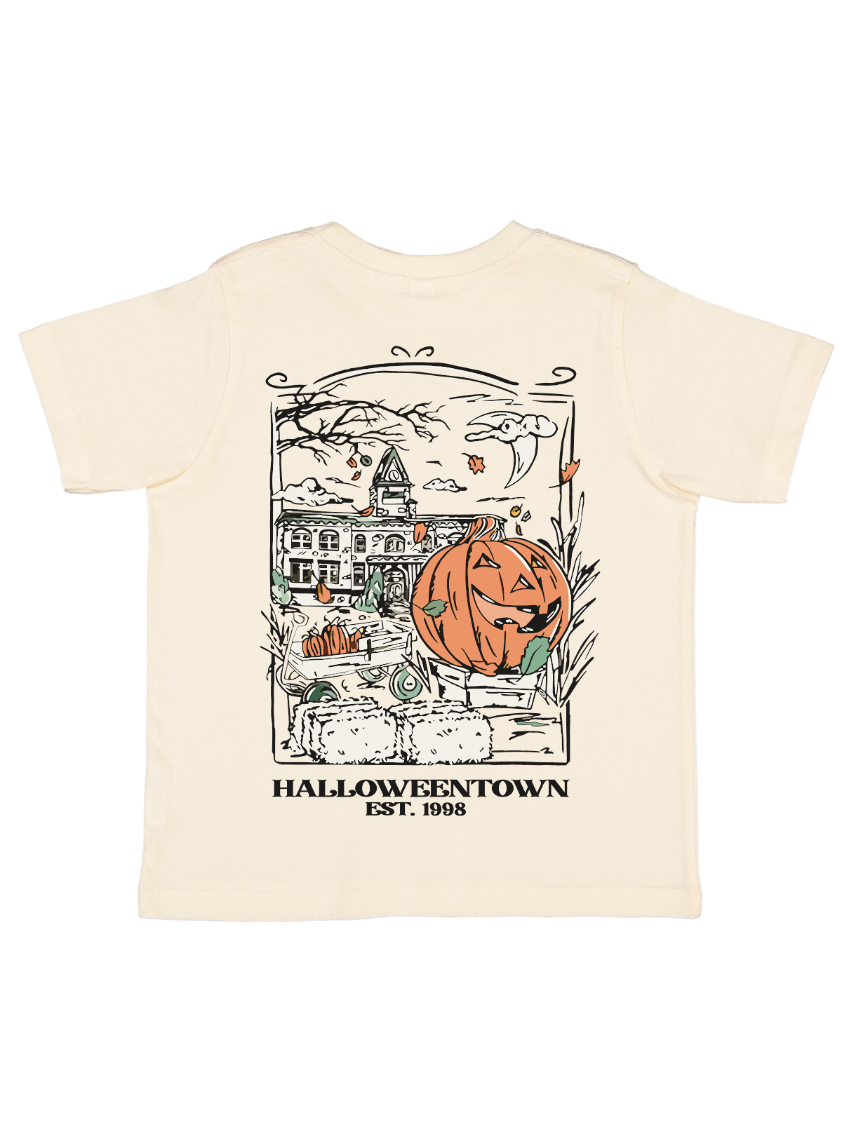 Halloween Town Kids Halloween Shirt in Tan, Back