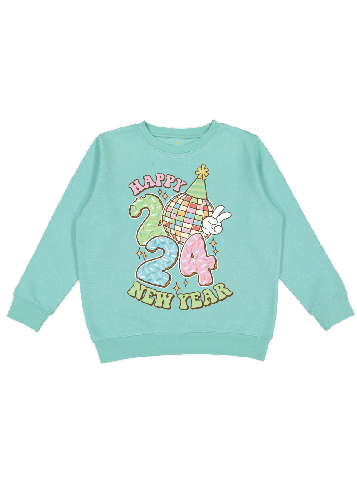Happy 2024 New Year Kids Sweatshirt in Saltwater